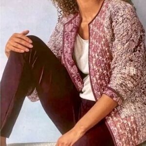 J. Jill Reversible Quilted Jacket in Almond Folklore Vine